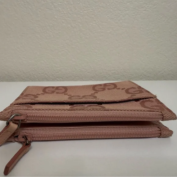 Gucci GG Canvas Zip Wallet Light Pink 5x4 Multiple Zipper Compartments - Picture 5 of 11